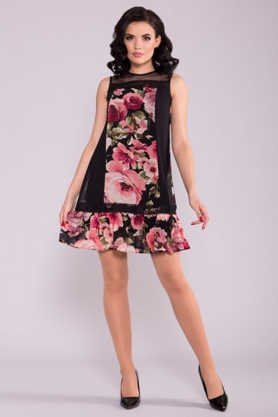 Платье Инга 6968 Цвет: Розы черный/пудра