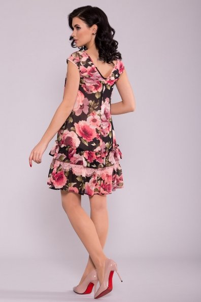 Платье Нектар 6916 Цвет: Розы черный/пудра