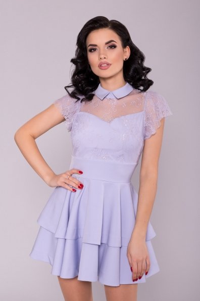 Короткое Платье с гипюром Николь лайт 6934 Цвет: Голубой 8