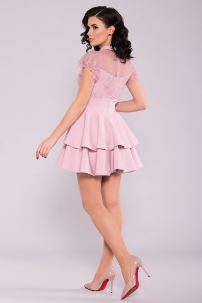 Короткое Платье с гипюром Николь лайт 6934 Цвет: Пудра темная 139