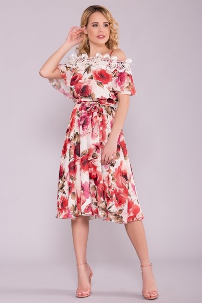 Платье Маргарет 6924 Цвет: Розы молоко/коралл