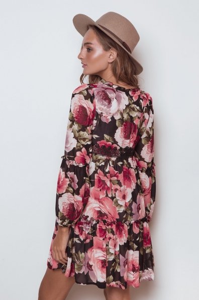 Платье Лотти 6492 Цвет: Розы черный/пудра/пудра