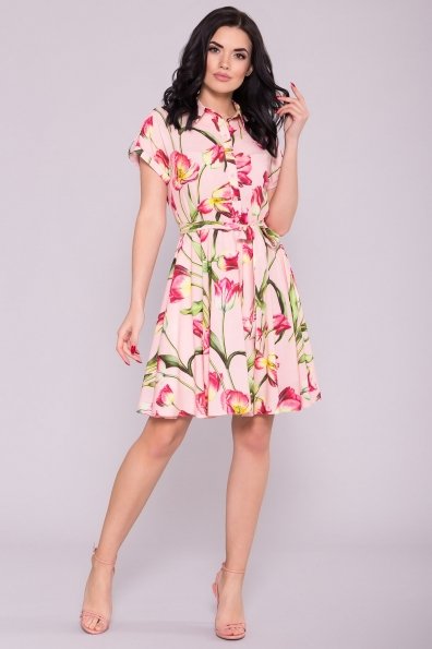 Платье Санжар 7061 Цвет: Тюльпан пудра/розовый