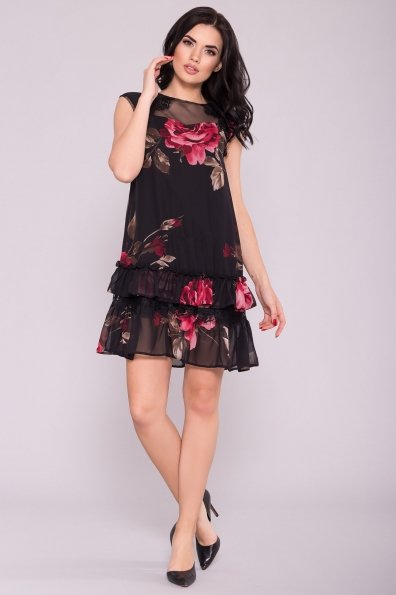 Платье Нектар 6916 Цвет: Розы кр черные/марсала