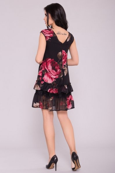 Платье Нектар 6916 Цвет: Розы кр черные/марсала
