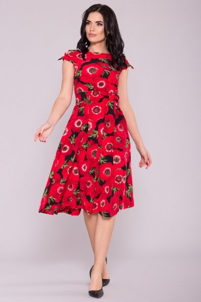 Платье Жадор 7055 Цвет: Маки крупные красный/черный