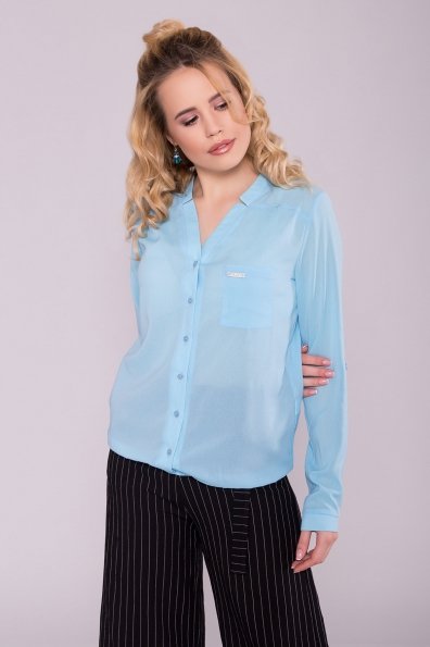 Шифоновая рубашка с длинным рукавом Кумир 7099 Цвет: Голубой