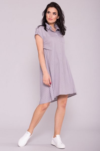Платье Грея 7142 Цвет: Серый/полоска молоко