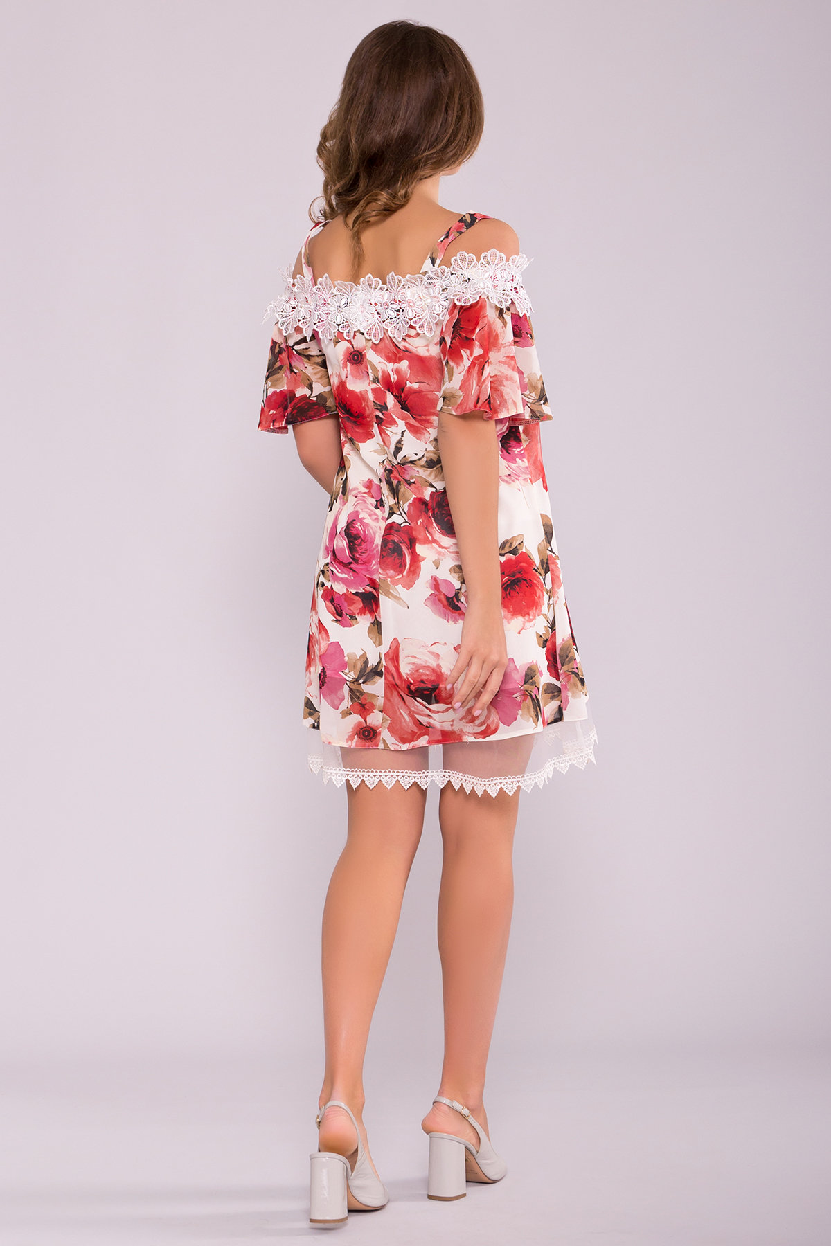 Платье Линда 6936 АРТ. 42295 Цвет: Розы молоко/коралл - фото 2, интернет магазин tm-modus.ru