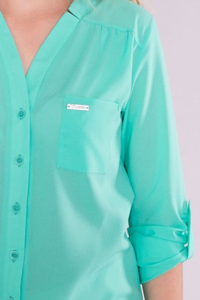 Шифоновая рубашка с длинным рукавом Кумир 7099 Цвет: Зеленый Светлый