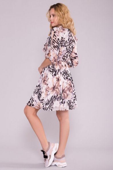 Блюз платье в леопардовый принт 7093 Цвет: Леоп цвет мол/беж