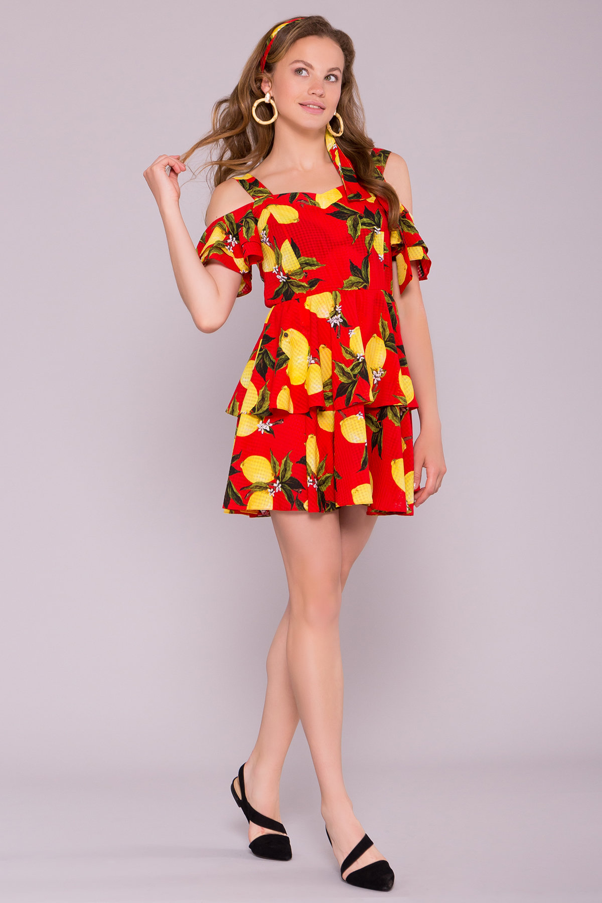 Платье Маори 7150 АРТ. 42560 Цвет: Лимоны красный/желтый - фото 3, интернет магазин tm-modus.ru