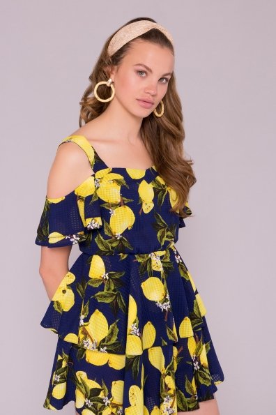 Платье Маори 7150 Цвет: Лимоны т.синий/желтый