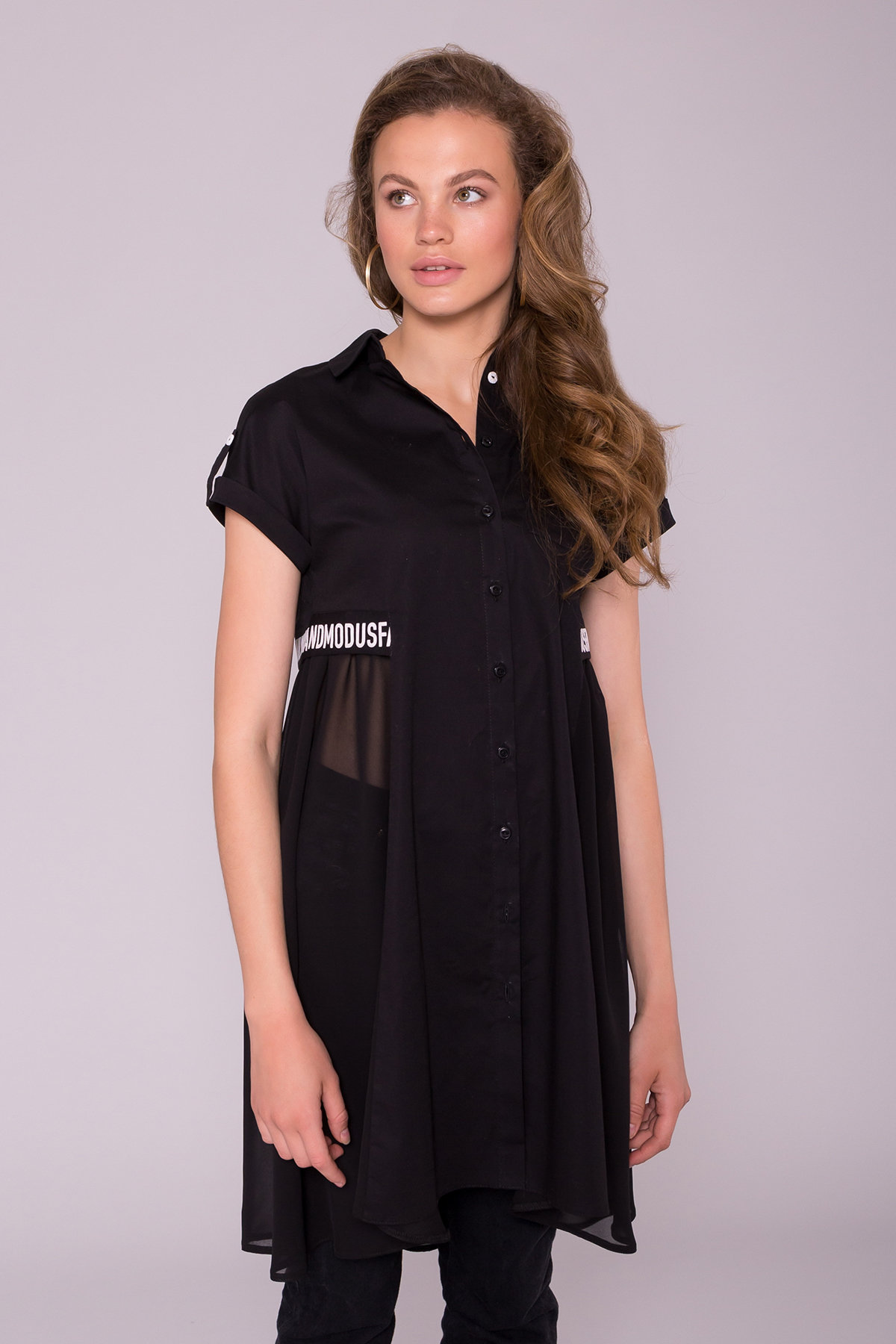 Платье-рубашка Саби  7268 Цвет: Черный