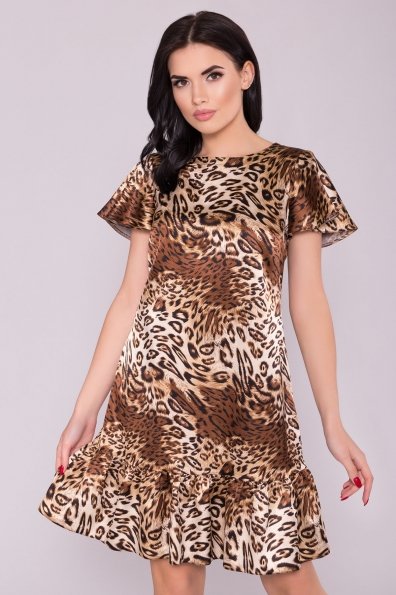 Платье Патрисия 6986 Цвет: Леопард бежевый/черный