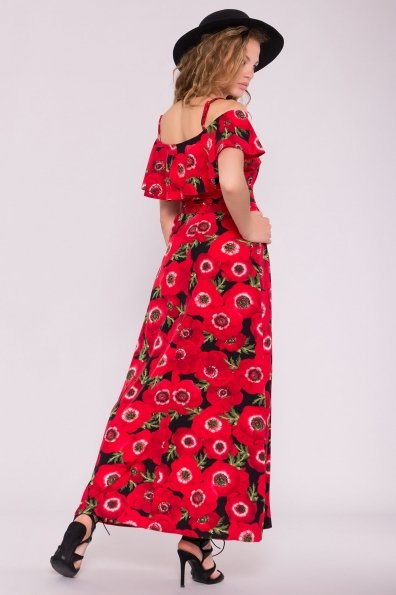 Платье Пикабу 7238 Цвет: Маки крупные красн/черный