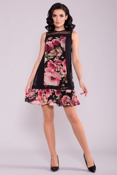 Платье  Инга 6914 Цвет: Розы кр черные/марсала