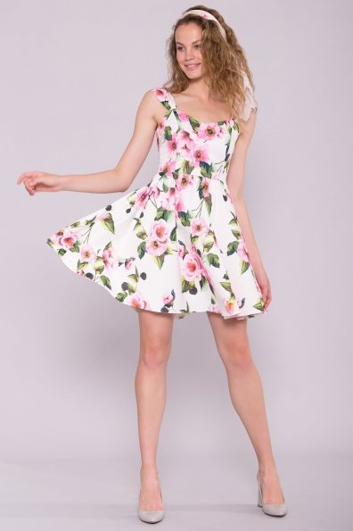 Платье Луиджи 7144 Цвет: Цветы молоко/розовый