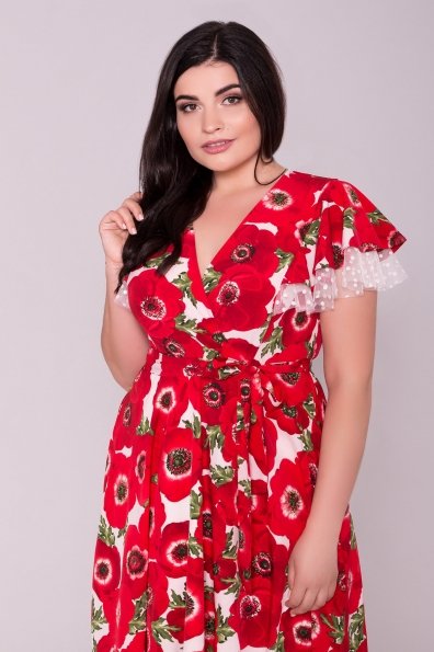 Платье Мидея DONNA 7240 Цвет: Маки красный/молоко