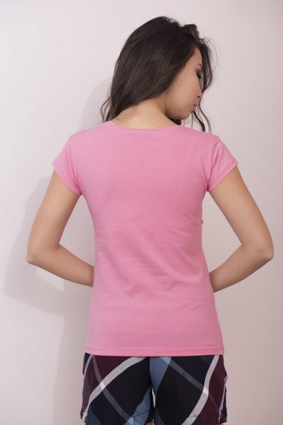 Стильная футболка с накаткой 7203 Цвет: Розовый