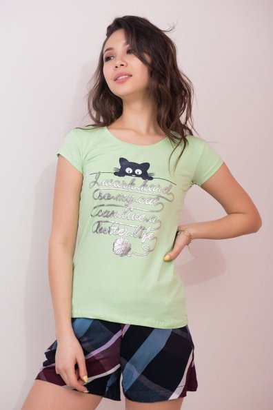 Стильная футболка с накаткой 7203 Цвет: Салат