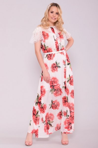 Платье Австралия 7327 Цвет: Розы Красные/Молоко