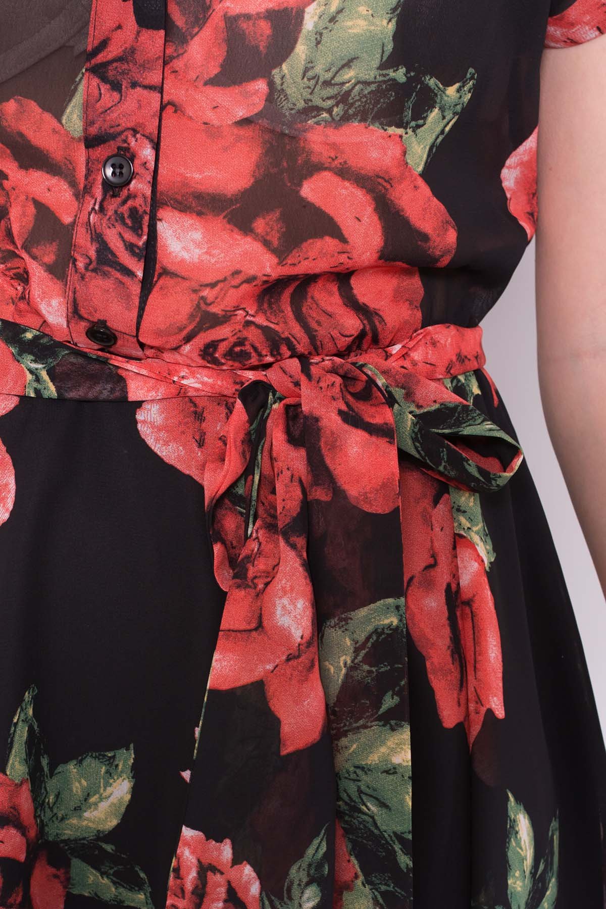 Платье Санжар 6935 Цвет: Розы черный/красный