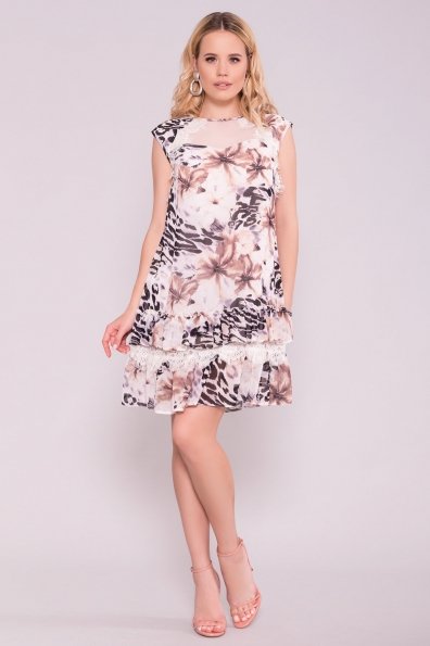 Платье Нектар 6916 Цвет: Леопард цветы молоко/беж