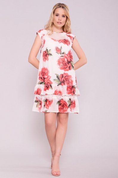 Платье Нектар 6916 Цвет: Розы Красные/Молоко