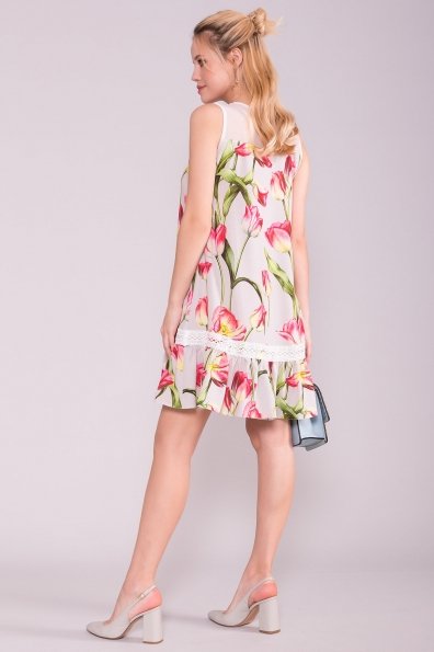 Платье Инга 7063 Цвет: Тюльпан серый/розовый
