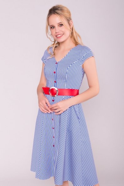 Платье Лама 7342 Цвет: Белый/синий полосатый