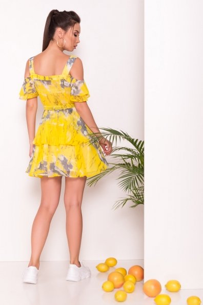 Платье Маори 6941 Цвет: Желтый серые разводы