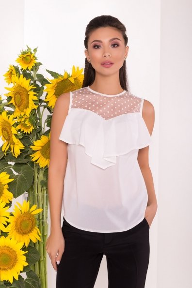 Блузка с оборками на груди Талина 7368 Цвет: Белый