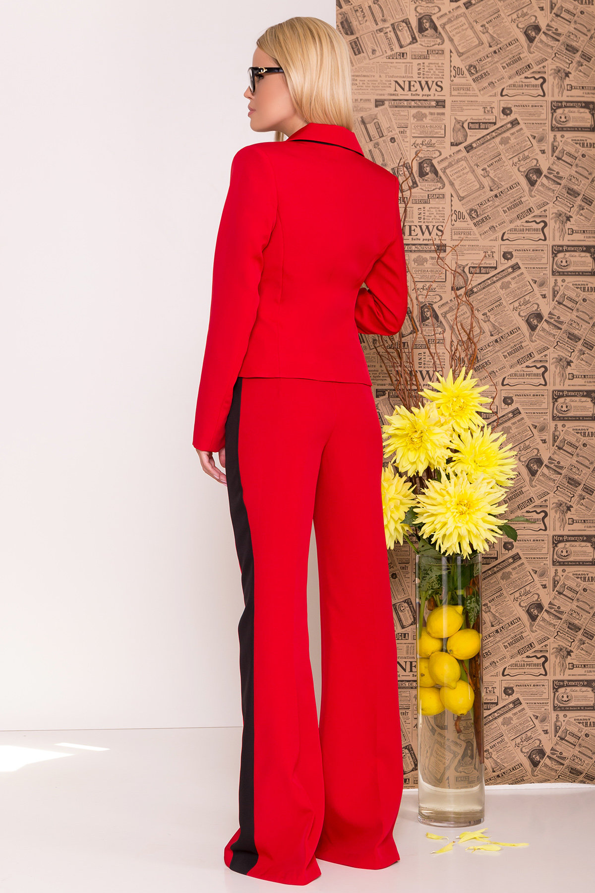 Локи костюм жакет   брюки из костюмной ткани 6964 АРТ. 42088 Цвет: Красный/черный - фото 6, интернет магазин tm-modus.ru
