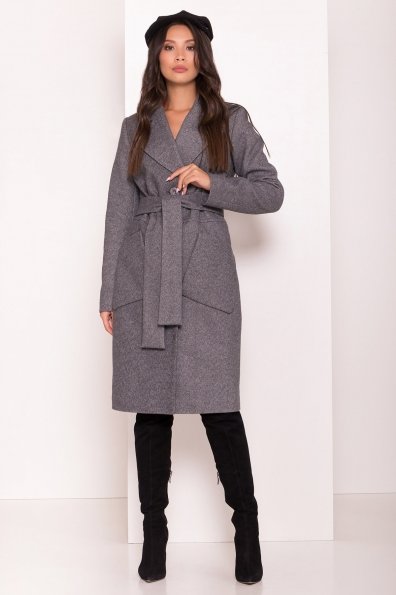 Удлиненное демисезонное пальто Габриэлла 7805 Цвет: Серый
