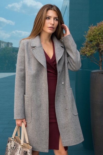 Демисезонное пальто с карманами Мила 8042 Цвет: Серый 18