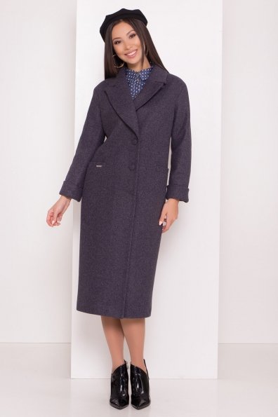 Стильное осенние пальто ниже колен с поясом Вива 8108 Цвет: т. синий 543