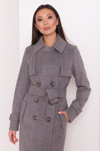 Элегантное пальто со съемным поясом Монте 8087 Цвет: Серый 18