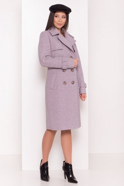 Двубортное пальто демисезон Монте 8089 Цвет: Серый-розовый