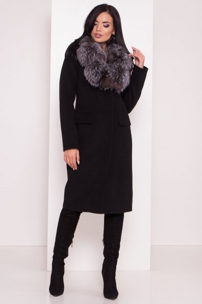 Зимнее пальто с меховым воротником Лабио 8150 Цвет: Черный Н-1