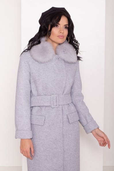 Зимнее пальто с меховым воротником Моле 8174 Цвет: Серый Светлый 33