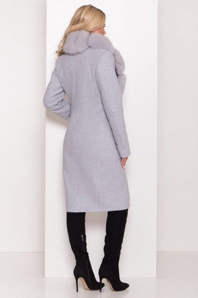 Серое стильное пальто зима с меховым воротником Камила классик 8165 Цвет: Серый Светлый 33