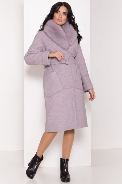 Шикарное зимнее пальто с мехом Флорида 8168 Цвет: Серо-розовый 46