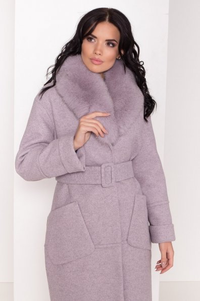 Шикарное зимнее пальто с мехом Флорида 8168 Цвет: Серо-розовый 46