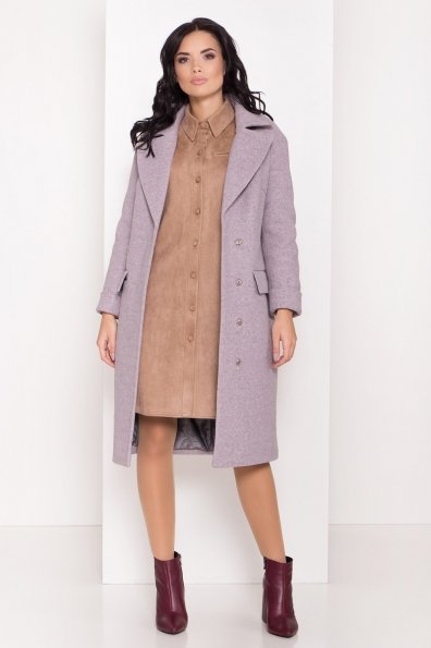Зимнее пальто с отложным воротником Моле 8085 Цвет: Серо-розовый 46