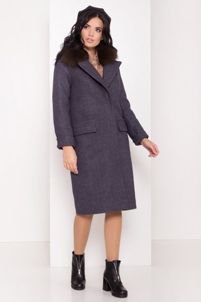 Зимнее пальто с меховым воротником Моле 8185 Цвет: Т.синий 543