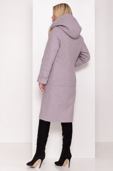 Утепленное пальто с капюшоном на зиму Анита классик 8213 Цвет: Серо-розовый 46