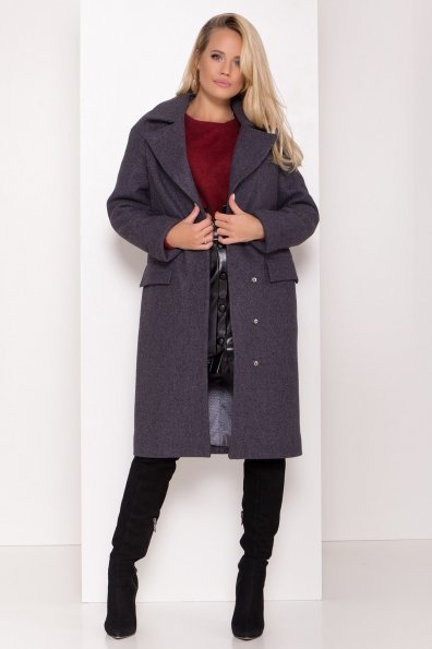 Зимнее пальто с отложным воротником Моле 8085 Цвет: Т.синий 543