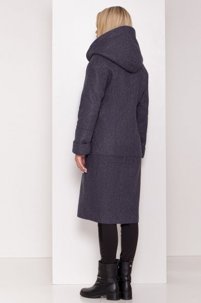 Утепленное пальто с капюшоном на зиму Анита классик 8213 Цвет: т. синий 543