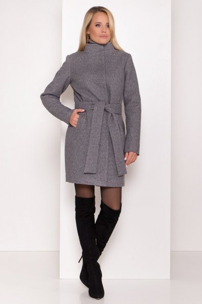 Зимнее пальто со снудом Габи 8205 Цвет: Серый  меланж